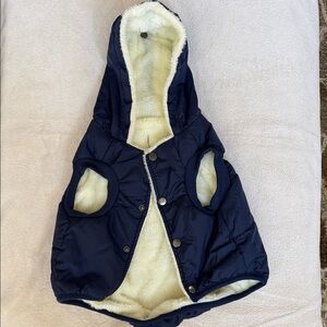 Navy Blue DOG Hooded Jacket with Cream Lining